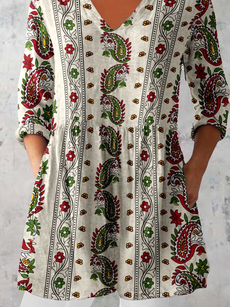 Women's Elegant Pellis Floral Cotton and Linen Top