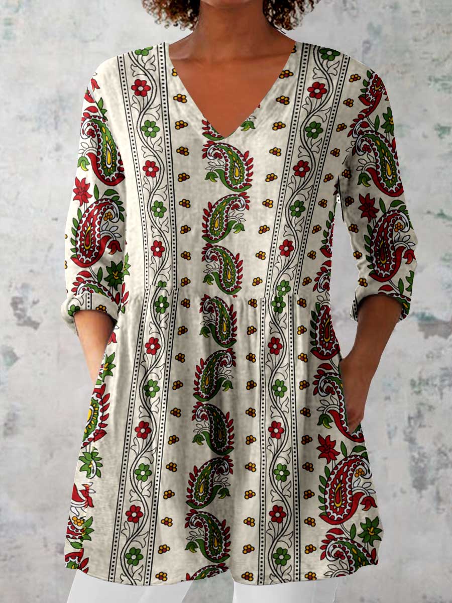 Women's Elegant Pellis Floral Cotton and Linen Top