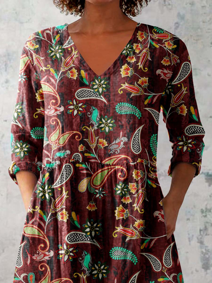 Women's Elegant Perris Motion Round Neck Cotton and Linen Top