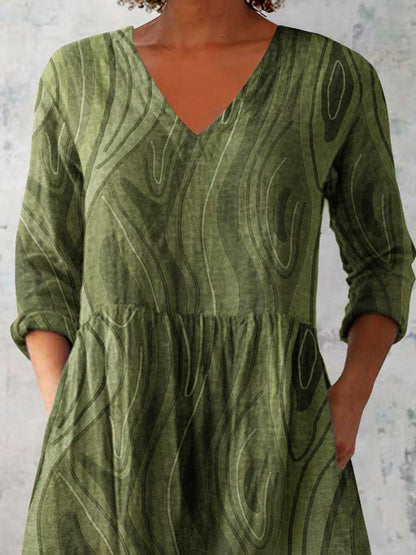 Women's Artistic Geometric Pattern Cotton and Linen Top